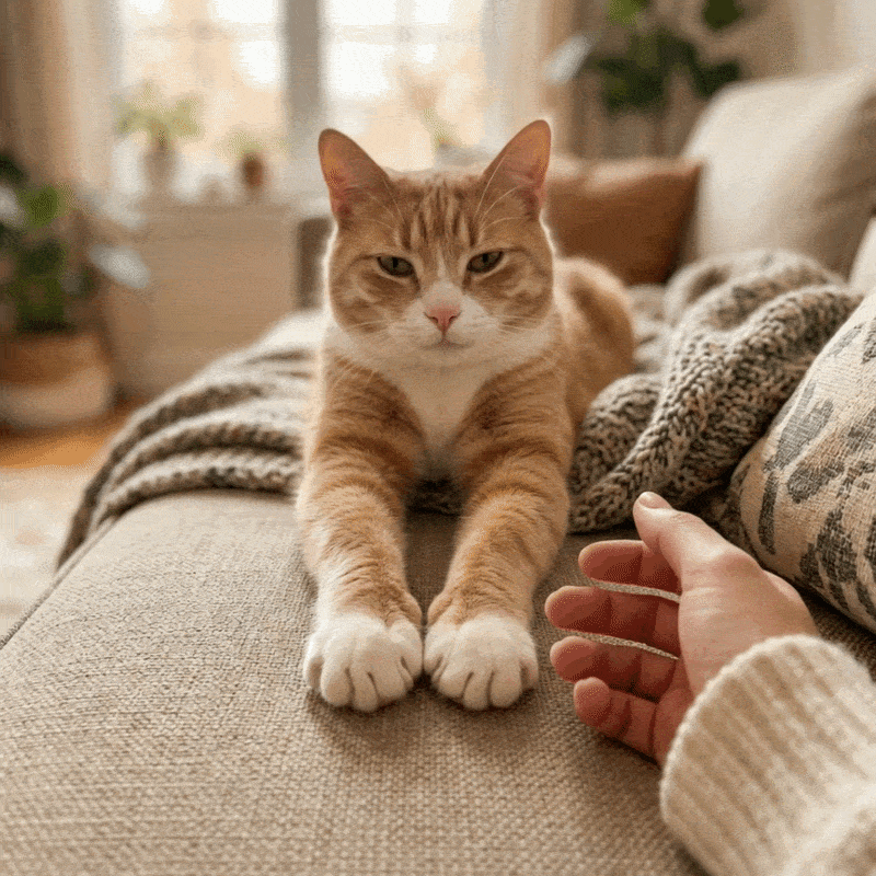 Cat pulling paw away